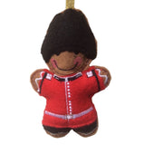 Grenadier guard machine embroidered felt gingerbread man Christmas tree decoration.