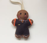 Charming Flight Attendant Gingerbread Decoration Orange, Grey Uniform - A Unique Touch to Your Holiday Decor