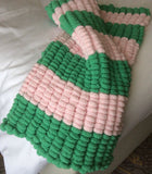 Luxurious Pink and Green Striped Baby Blanket - Hand Knitted Charm for Your Little One
