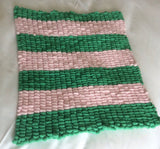 Luxurious Pink and Green Striped Baby Blanket - Hand Knitted Charm for Your Little One
