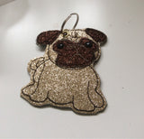 Gold Pug Dog Bag Charm Or Keyring.