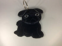 Black Pug Dog Keyring Bag Charm.