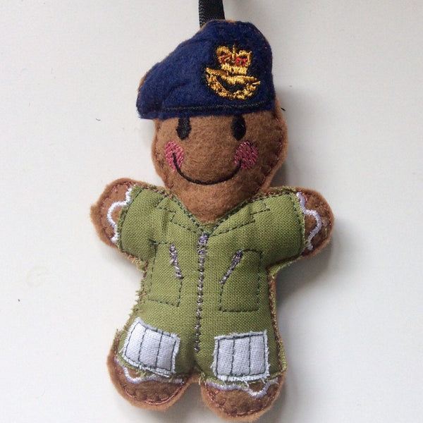 RAF felt gingerbread decoration in flying suit.
