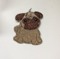 Gold Pug Dog Bag Charm Or Keyring.