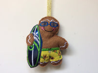 Surfer Dude Gingerbread Man Decoration