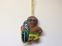 Surfer Dude Gingerbread Man Decoration