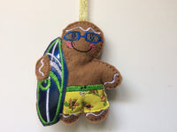 Surfer Dude Gingerbread Man Decoration