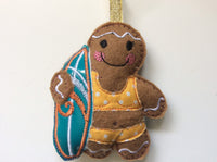 Surfer Gal Gingerbread Man Decoration