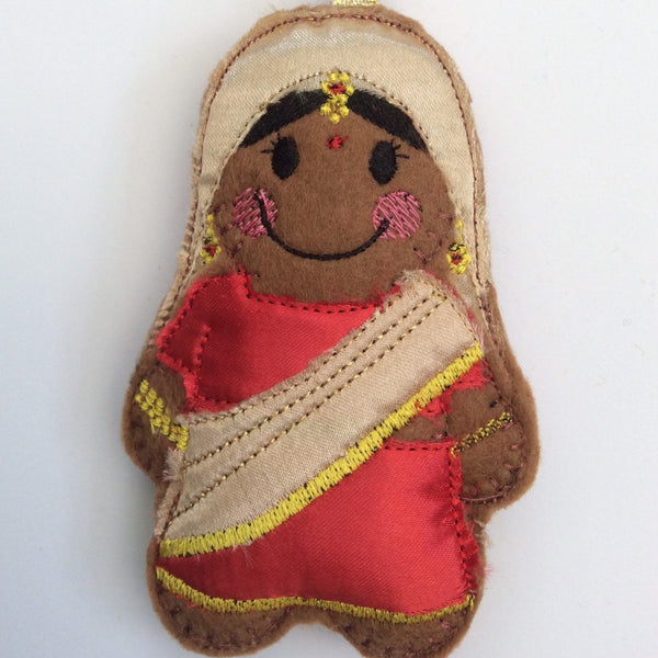 Traditional Indian Dress Gingerbread Man Decoration (Female)