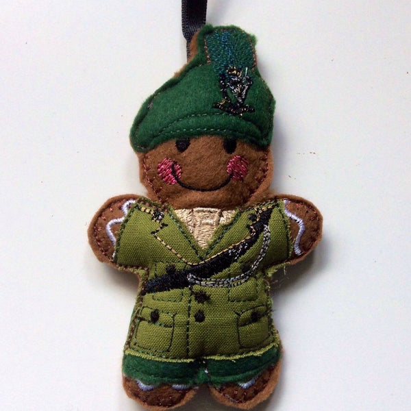 Irish ranger, machine embroidered felt gingerbread decoration