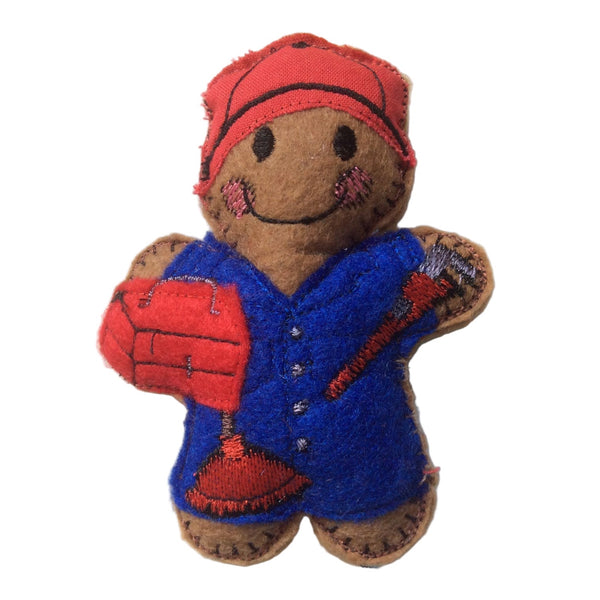 Plumber gingerbread man decoration.