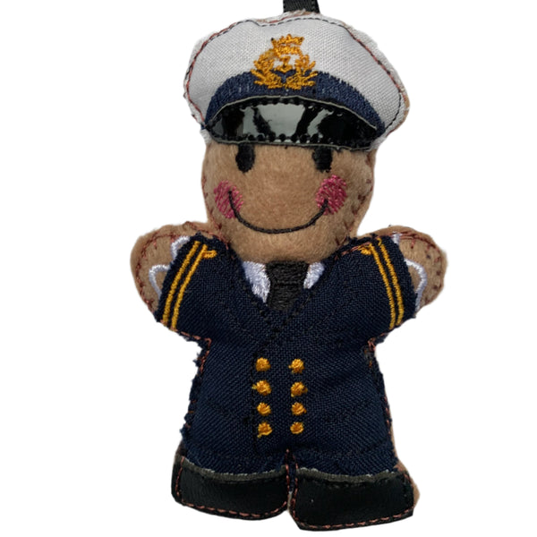 Merchant navy gingerbread man decoration or white background.