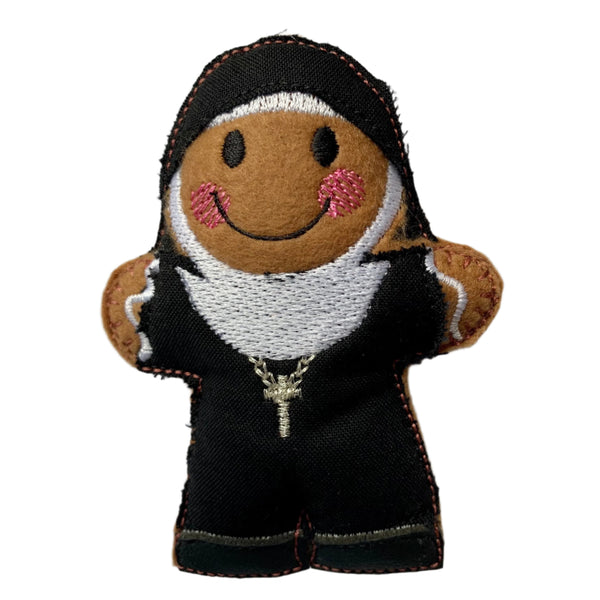 Nun gingerbread man Christmas decoration.