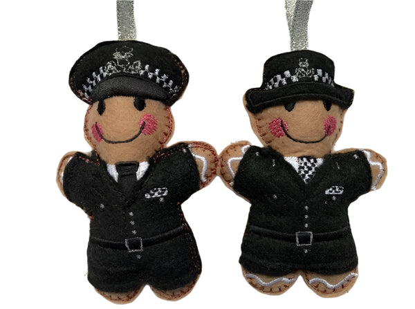 Scottish Police Officer Felt Gingerbread Man Ornament