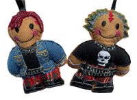 Punk Rock gingerbread decorations on white background.