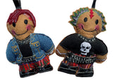 Punk Rock gingerbread decorations on white background.