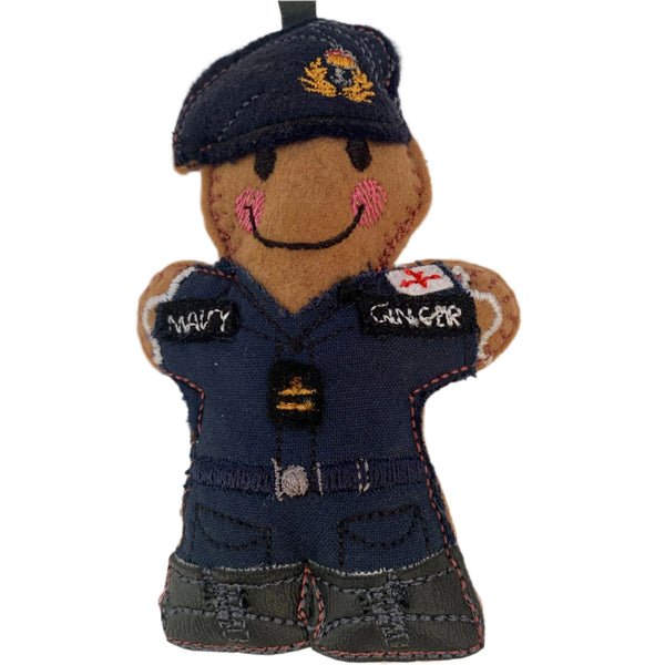 Royal Navy Officer felt gingerbread man in modern uniform.
