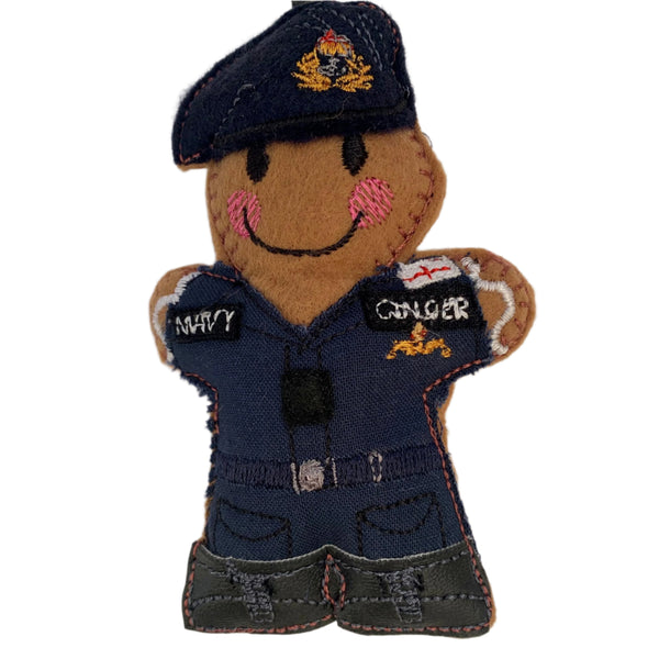 Royal Navy Submariner Officer Felt Gingerbread Man decoration..