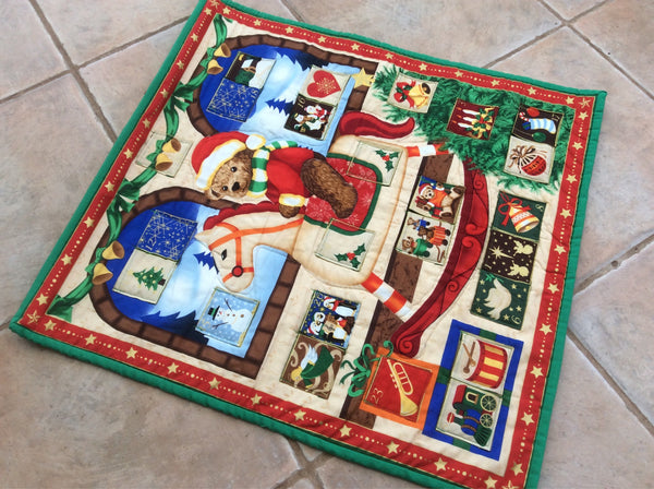 Teddy bear on rocking horse design Christmas advent calendar, reusable