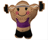 Weightlifting girl felt gingerbread decoration.