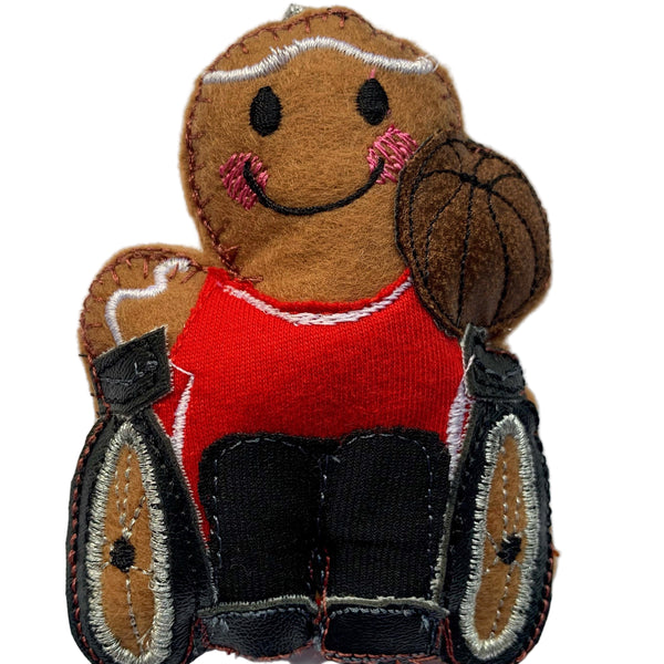 Wheelchair basketball player gingerbread man decoration